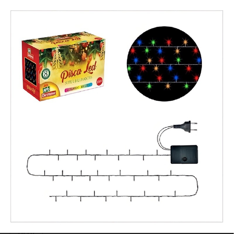 Pisca pisca arroz LED colorido 100 lâmpadas 8m 127w